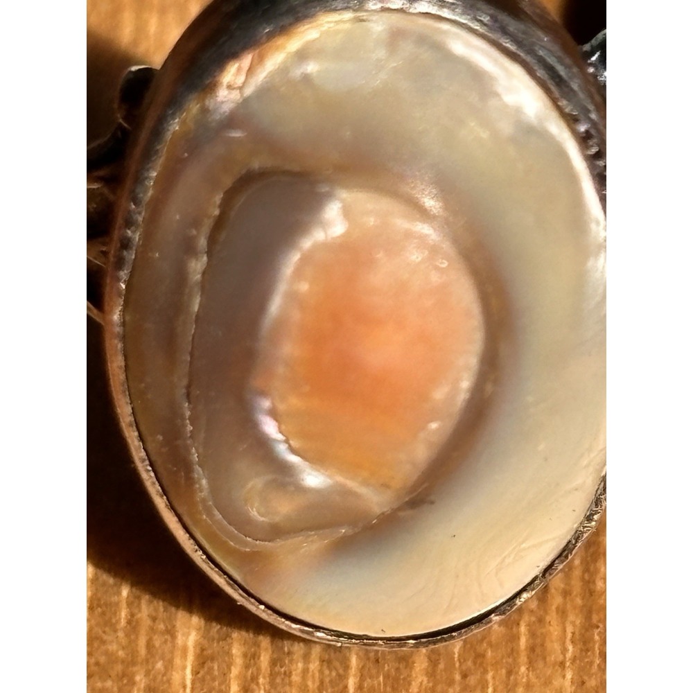 Antique Art Deco Sterling Blister Pearl Ring Size 7 - Picture 3 of 9